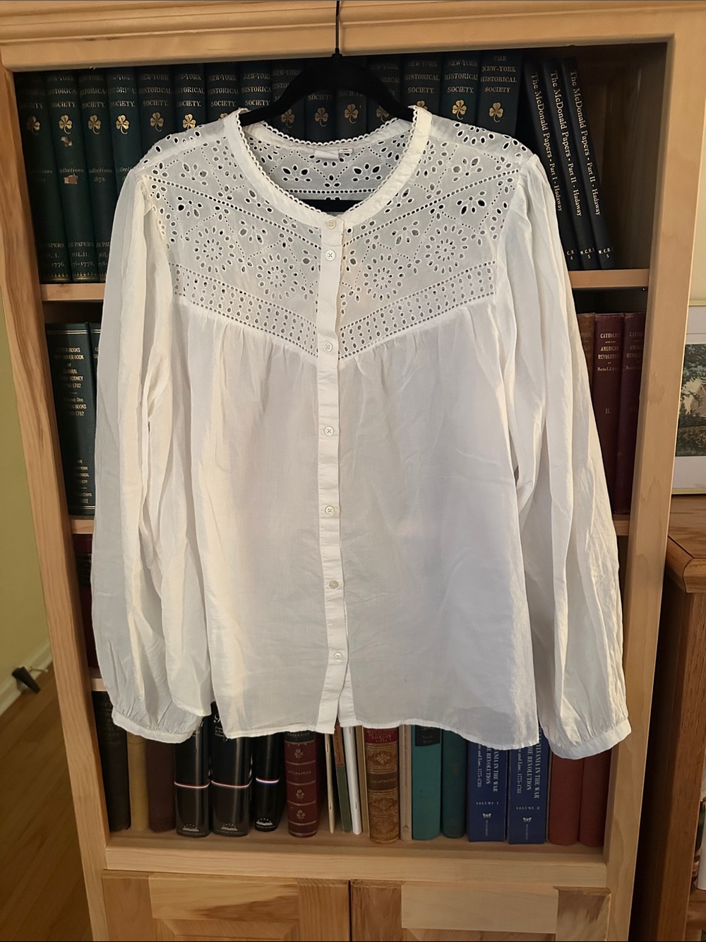 GAP White Eyelet Button-Down Shirt